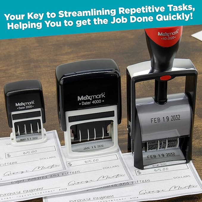 MaxMark Dater 4000 Self Inking Date Stamp - Blue