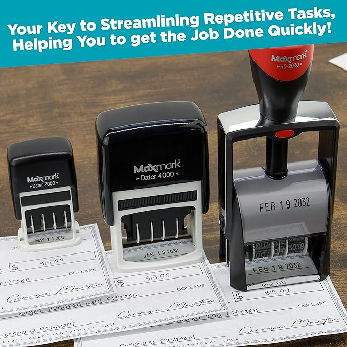 MaxMark Dater 4000 Self Inking Date Stamp - Black