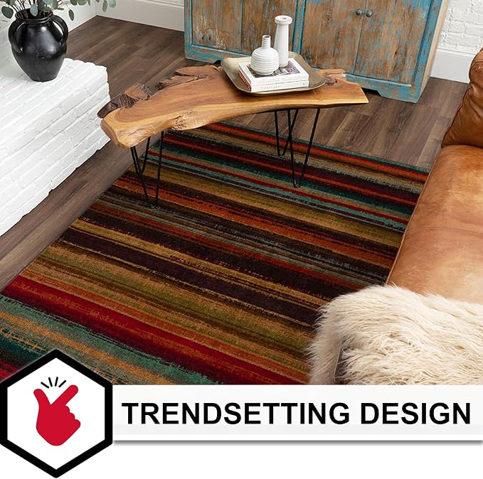 Mohawk Home Boho Stripe 6' x 9' Area Rug - Multicolor - Perfect for Living Room, Dining Room, Office