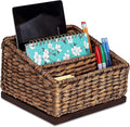 BIRDROCK HOME Seagrass Desk Organizer - Brown Wash - Hand Woven - Natural - Stylish Decorative Design - Mail Filer