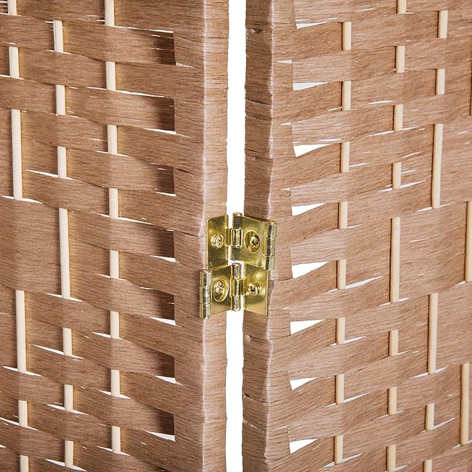 HOMCOM Room Divider, 3 Panel Folding Privacy Screen, 6FT Tall Portable Wicker Weave Partition Wall Divider for Bedroom, Home Office, Natural
