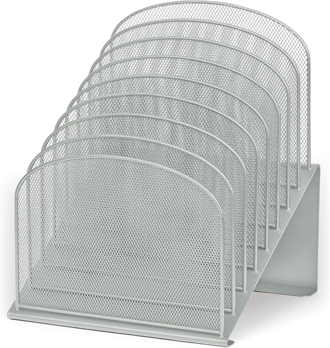 Safco Onyx 8-Tiered Desk Organizer, Vertical File Organizer for Home, Office, Classroom & More, Steel Mesh Construction, Silver