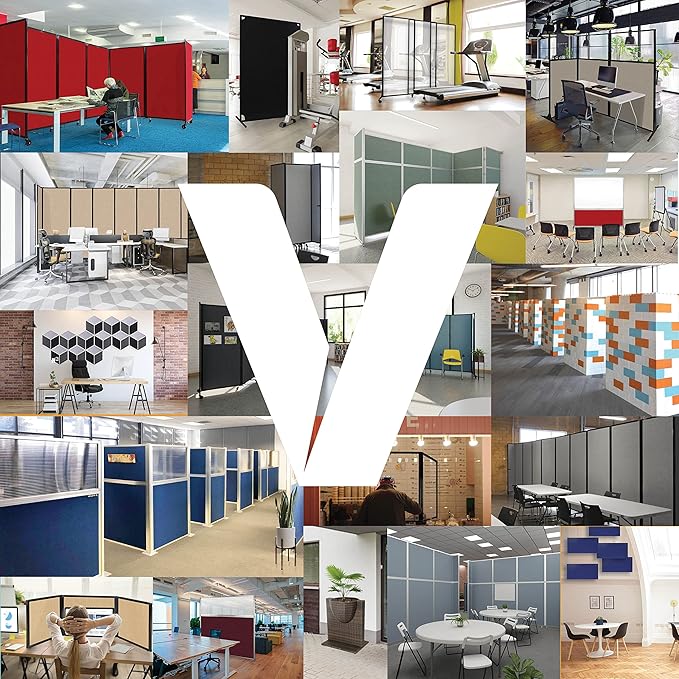 Versare Workstation Partition | Portable Wall Divider | Modern Office Cubicle | Free Standing Privacy Screen | Flexible Work Space | 66" x 70" Black Fabric Panels
