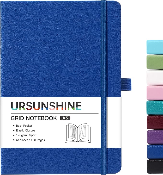 Graph Grid Paper Notebook/Journal - Classic Journal/Notebook with Ribbon