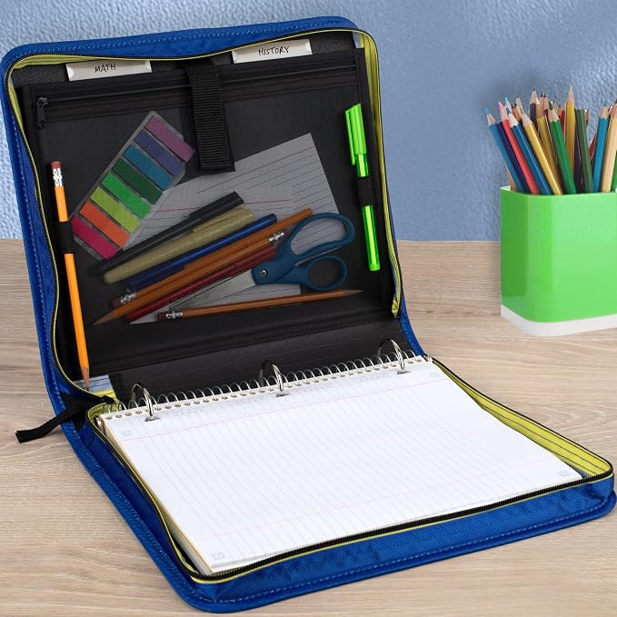 Five Star Zipper Binder 1.5 Inch O-Rings Case Organiser with 3-Pocket Expanding File, 500 Sheet Capacity, Cosmic Blast (280146J)