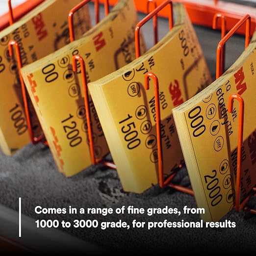 3M Wetordry Abrasive Sheet, 434Q, 02621, 1000+ Grade, 5 1/2 in x 9 in | 50 Sandpaper Sheets, for Auto Sanding, Metal Sanding, Finishing, Paint Prep