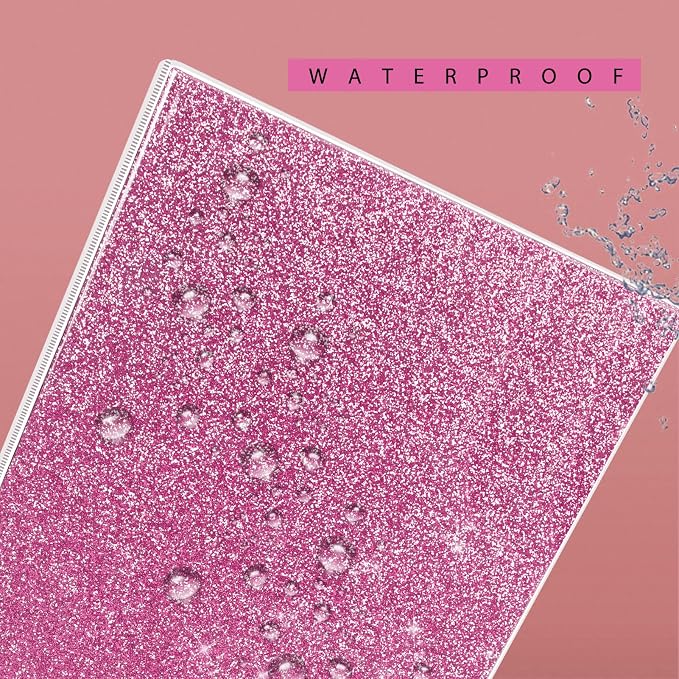 NatureTouch 3 Ring Binder, Glitter 1 Inch Organizer (10.5'' x 11.5'') Holds 8.5’’ x 11’’ Letter Size 300 Pages, Waterproof Durable View Binder, 2 Pack, Pink