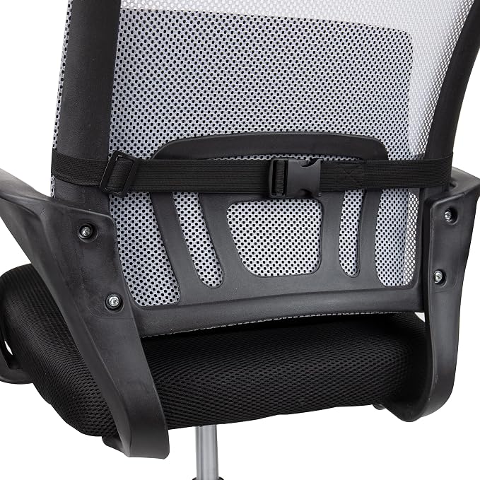 Mind Reader Lumbar Support Cushion with Air-Cloud Memory Foam, Ergonomic Lower Back Pillow for Office Chair and Car Seat, Black