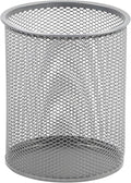 Office Round Desk Steel Mesh Pencil Cup Pen Holder Silver, 2210