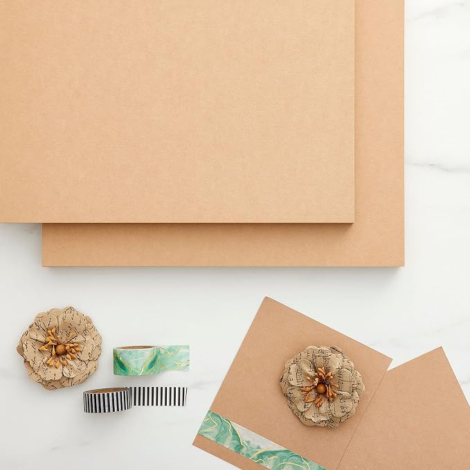 Recollections 100 Sheets Kraft 8.5” x 11” Cardstock Paper - Acid and Lignin Free Paper for Scrapbooks, Arts & Crafts - 1 Pack