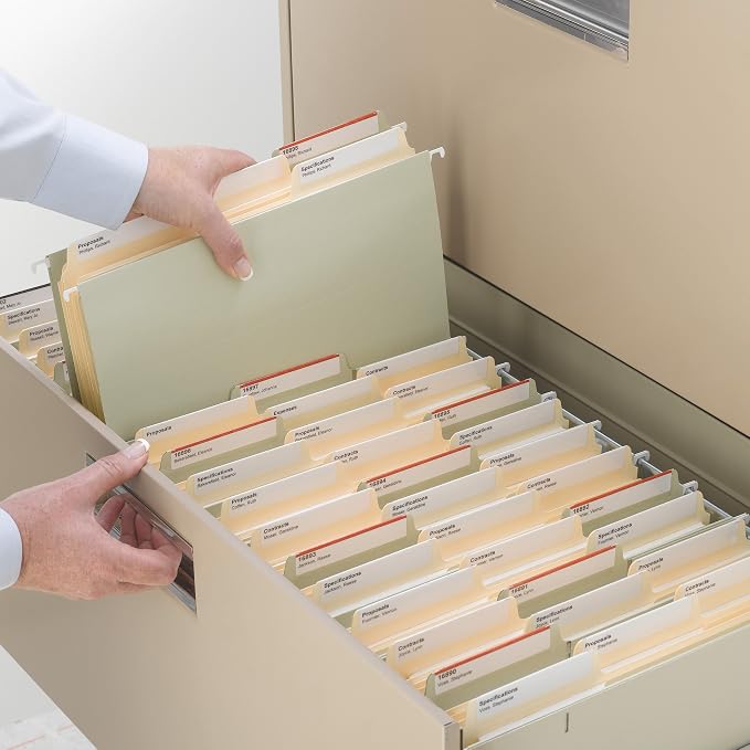 Smead SuperTab File Folder, Oversized Reinforced 1/3-Cut Tab, Guide Height, Letter Size, Manila, 100 Per Box (10395)