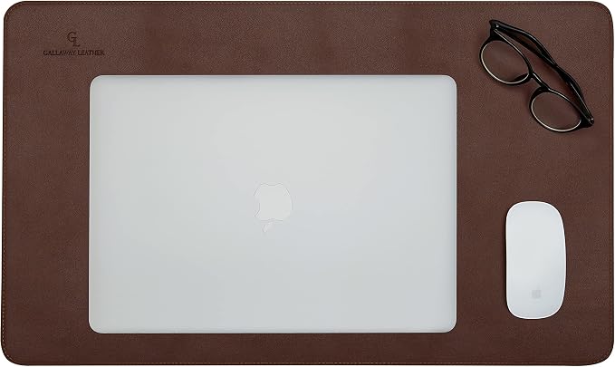 Gallaway Leather Desk Mat - Office Writing Desk Pad, Medium 24" x 14" Dark Brown, Gift Ready Elegant Computer Desk Cover Protector