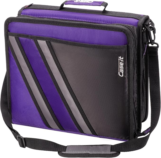 Case-it The Z Shape Zipper - Two s in One - Double Sided 1.5 Inch D-Ring - Multiple Pockets - 500 Page Capacity - Comes with Shoulder Strap, Deep Purple, Z-176