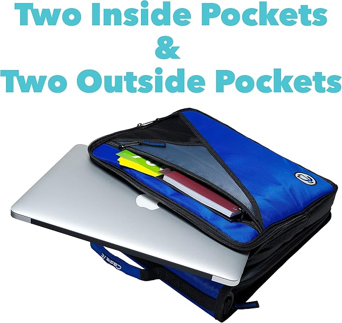Case-it School Zipper Binder | 2-Inch O-Rings | 400-Sheet | LT-007 Purple | Universal, 13-Inch Laptop/Tablet Padded Pocket, Multiple Storage Pockets, Shoulder Strap, School & Office Organizer