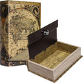 Barska Antique Map Book Safe with Key Lock – Hidden Diversion Lock Box with Magnetic Closure – Concealed Steel Compartment for Cash, Jewelry, Valuables – Home or Office Security Hidden Book Safe