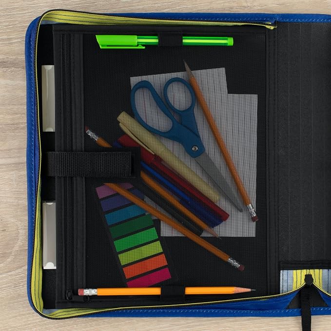 Five Star Zipper Binder 1.5 Inch O-Rings Case Organiser with 3-Pocket Expanding File, 500 Sheet Capacity, Cosmic Blast (280146J)