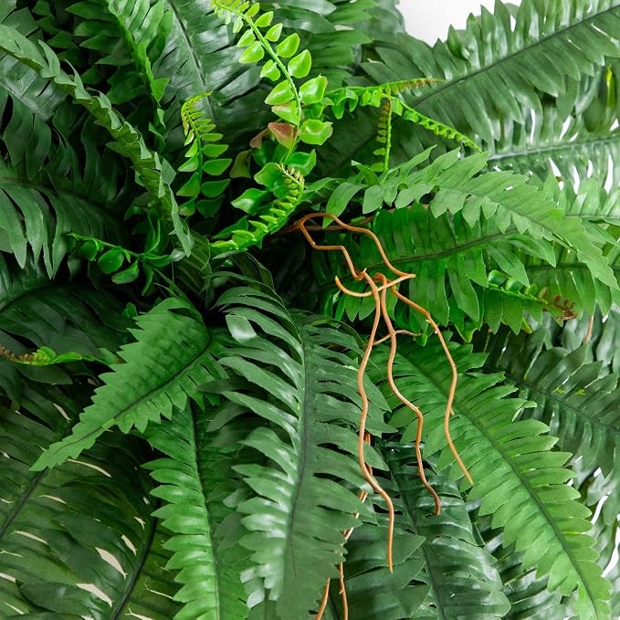 Nearly Natural 40 in Artificial Boston Fern Indoor Plant (Set of 2) | Large Hanging Fake Plant, 56 Long Realistic Fronds, Maintenance-Free, Office and Home Decor