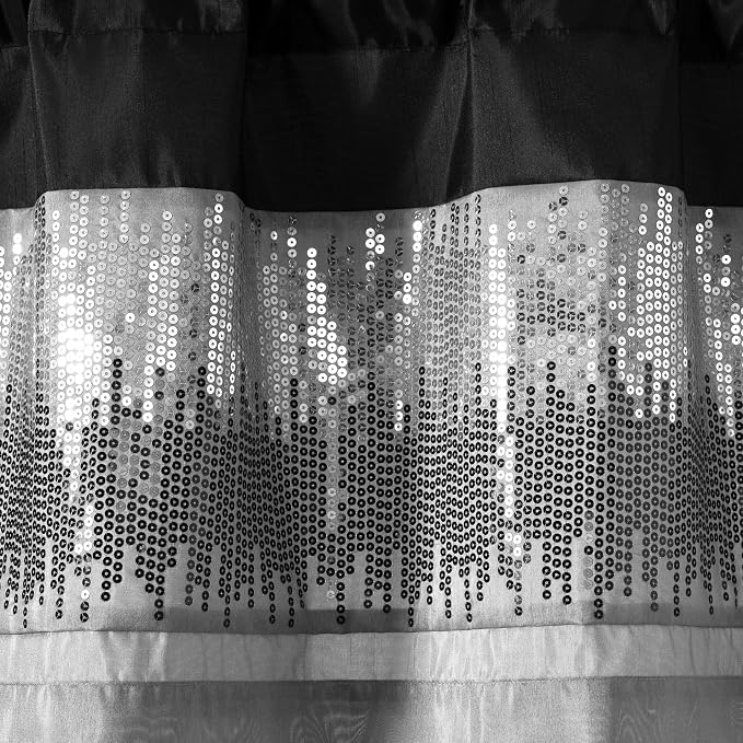 Lush Decor Night Sky Sequins Valance Curtain Single, 52"W x 18"L Black & Gray - Kitchen Curtains Valances For Windows - Bathroom Curtains Window