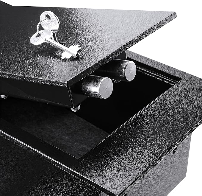 Barska 0.22 Cu. Ft. Hidden Floor Safe with Key Lock Solid Steel Construction, Concealed Design, Dual Locking Bolts Secure Storage for Home, Business, Jewelry, Cash & Valuables | Solid steel construction with key entry and deadbolts for cash, jewelry an...