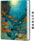 Taja Planner 2026-2027, Jul 2026-Jun 2027 Monthly & Weekly Calendar Planner | 6.3" x 8.5", Hardcover Academic Calendar, Teacher Student Agenda Book with Tabs, School Office Supplies, Golden Currents