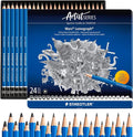 STAEDTLER Mars Lumograph Drawing Pencils: Set of 24 in Metal Case - Presharpened Graphite Art Pencils - Hardness Grades 12B-10H - For Drawing, Shading, Drafting & Illustrating - All Skill Levels