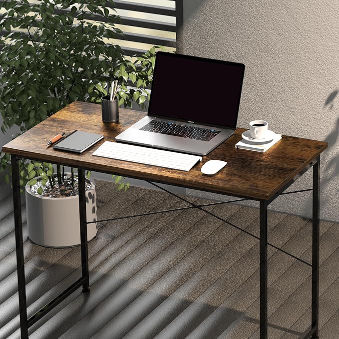 Small Space Writing Desk with Headphone Hooks, Modern Simple Design, Suitable for Study, Home Office and Living Room