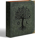 Ovesmusl PU Leather D Ring Binder, 2 Inch Green Tree | Fits 8.5x11 letter paper, holds 550 sheets, inner pockets, loose leaf organizer