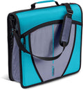 Case-it School Zipper Binder | 3" O-Rings | 600-Sheet | D-146 Aqua Marine | Mighty Zip Tab, 5-Subject Expanding File Folder, Multiple Pockets, Storage Organizer, Shoulder Strap, Office