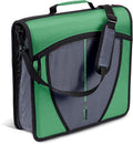 Case-it School Zipper Binder | 3" O-Rings | 600-Sheet | D-146 Canopy Green | Mighty Zip Tab, 5-Subject Expanding File Folder, Multiple Pockets, Storage Organizer, Shoulder Strap, Office