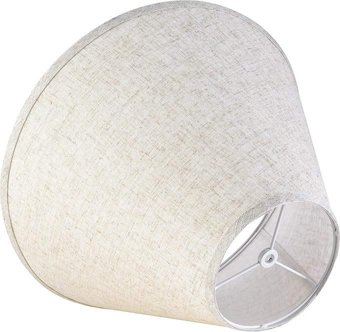 GO&SO Large Lamp Shades Set of 2 Oatmeal Beige Linen Lamp Shade, 6.5" Top x 16.3" Bottom x 10.5" Height, Replacement Lamp Shades for Table Lamps,Spider Empire Lamp Cover Handcrafted, Assembly Required