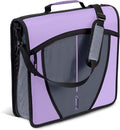 Case-it School Zipper Binder | 3-Inch O-Rings | 600-Sheet | D-146 Lavender | Mighty Zip Tab, 5-Subject Expanding File Folder, Multiple Pockets, Storage Organizer, Shoulder Strap, Office
