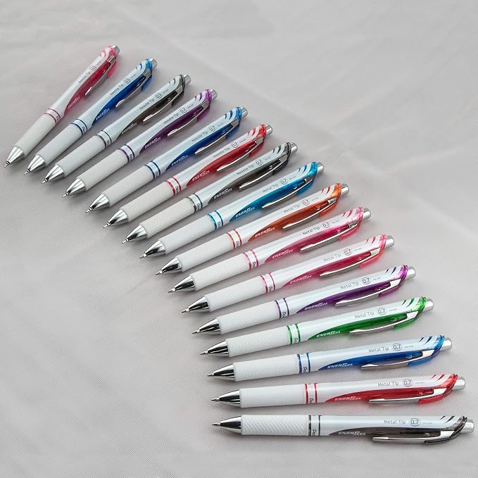 Pentel EnerGel Pearl RTX Retractable Liquid Gel Pen, (0.7mm), Medium Line, Needle Tip, Black Ink, 12 pack (BLN77PW-A)