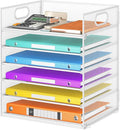 6 Tray Paper Organizer Letter Tray with Handle - Mesh Desk File Organizer, Paper Sorter Organizer for Office, Home or School File Folder Holder - White