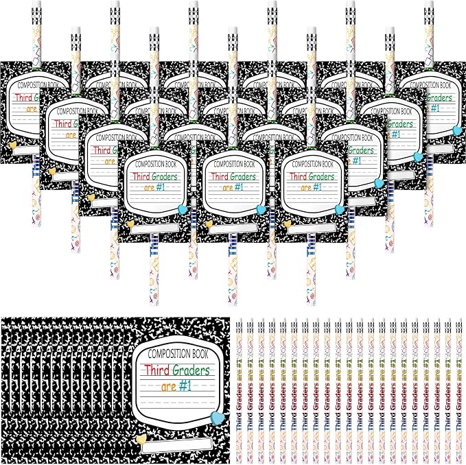 Tenceur 48 Set Back to School 3rd Graders Pencils & Cards Gifts Bulk