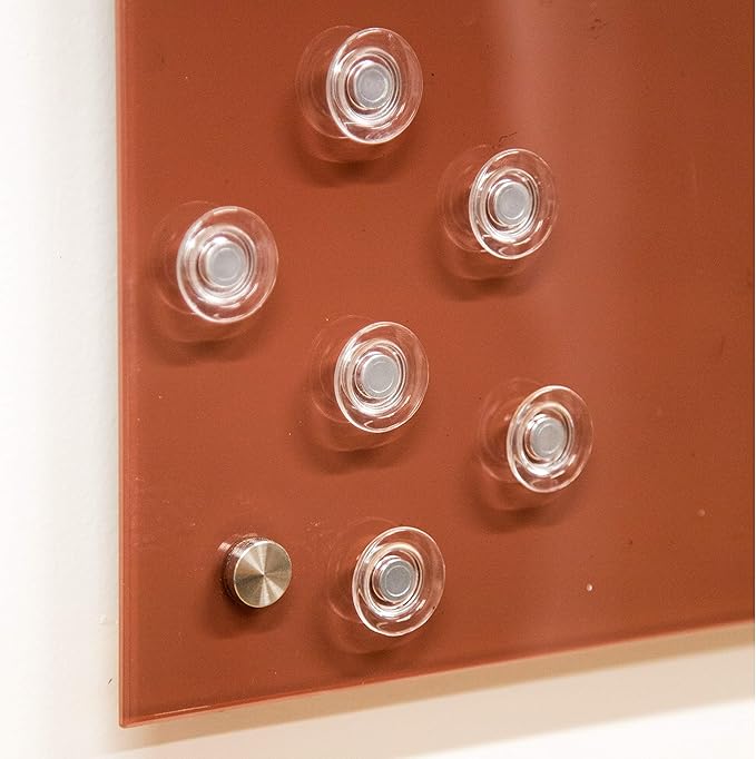 Clear Button Magnets for Glass Boards and Magnetic Whiteboards, Refrigerators, Cabinets - 6 Pack