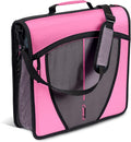 Case-it School Zipper Binder | 3" O-Rings | 600-Sheet | D-146 Light Pink | Mighty Zip Tab, 5-Color Tab Expanding File Folder, Shoulder Strap, Handle, Office