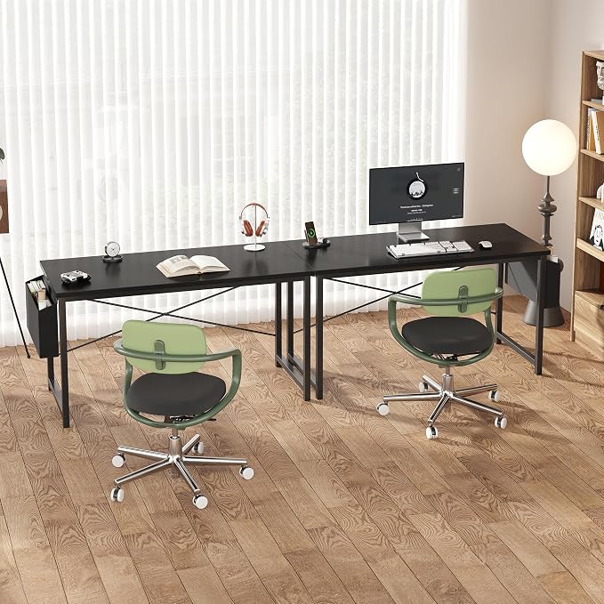 OLIXIS Computer Desk, 55 Inch Gaming Desks for Home Office Small Spaces | Writing Study Craft Work Table, Computer Workstation for Bedroom with Storage Bag, Black