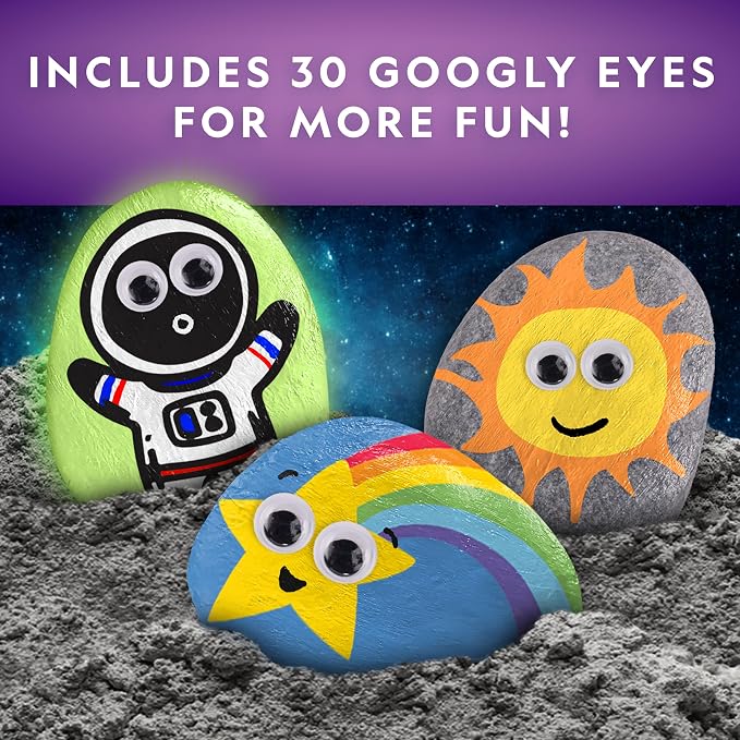 National Geographic Glow-in-the-Dark Rock Painting Craft Kit for Kids | 15 River Rocks, 15 Paint Colors, Glow Paints, Brushes and Art Supplies, Kids Craft Activity, Creative Birthday Gift