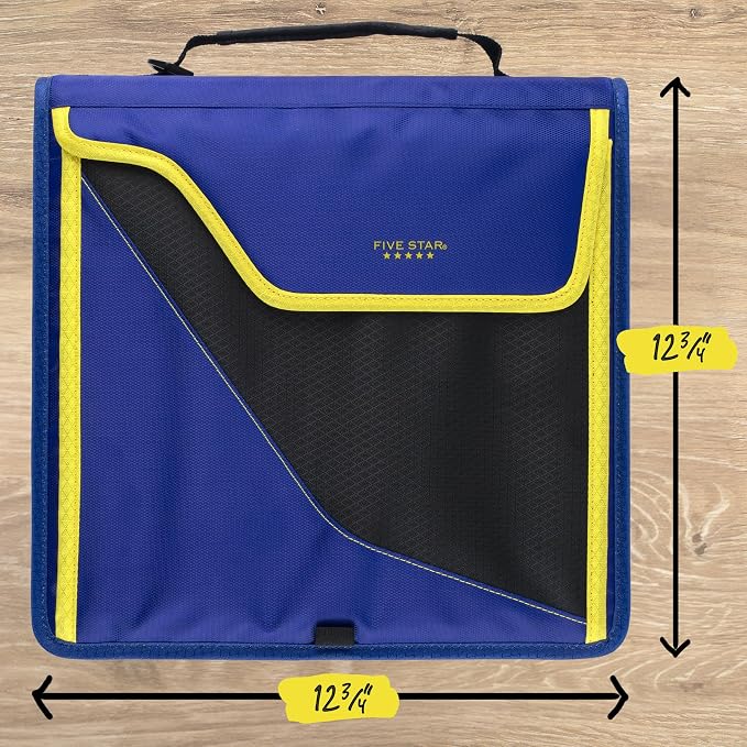 Five Star Zipper Binder, 3-Inch D-Ring Case Binder, 850-Sheet Capacity, Multiple Pockets, Front 5-Tab Expanding File, Removable Padded Case and Shoulder Strap, Cosmic Blast (292960M)