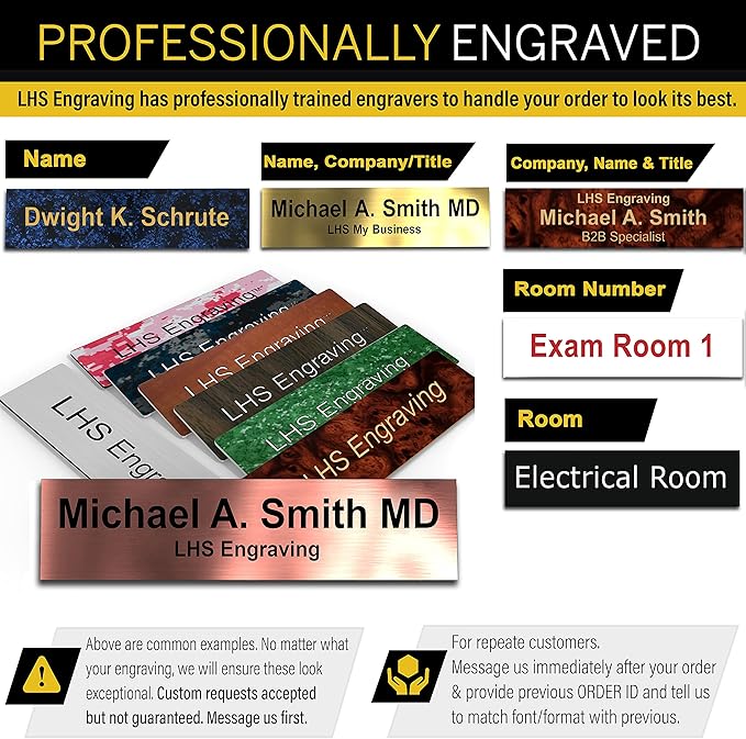 Custom Name Plate with Choice of Mounting for Walls, Doors, Cubicles, Hanging and More - Personalized Celestial Blue Plastic Gold Letters - USA Made 2x12 - S1