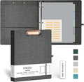 EYROZILL 3 Ring Binder, 1 Inch Linen Binder Organizer for Letter Size (8.5" x 11") with 5 Tab Dividers, File Folder Labels and Low Profile Clipboards, School and Office Supplies- Darkgrey