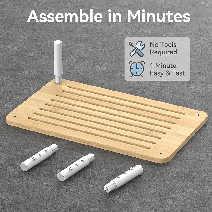 Bamboo Monitor Stand Riser, 4 Adjustable Height,Easy Assembly | Laptop Stand with Airflow Vents, Desk Organizer for Computer, PC, Printer