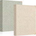 Fulmoon 2 Pcs Aesthetic 3 Ring Binders with Linen Cover 1 Inch Round Rings Binder with Inner Pocket 8.5" x 11" Binder Fits Letter Sized Durable for School Office and Home (Beige, Sage Green)