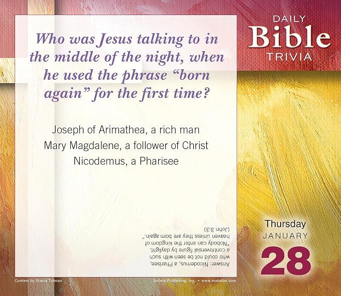 Bible Trivia 2027 Daily Desk Calendar: Boxed Page-a-Day Christian Quiz Calendar with Daily Scripture Facts, Bible Challenges & Faith-Based Fun