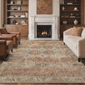 GENIMO 9x12 Area Rugs for Living Room, Machine Washable Non Slip Rugs, Low Pile Lightweight Print Rug for Bedroom, Dining Room, Home Office, Vintage Brick Red