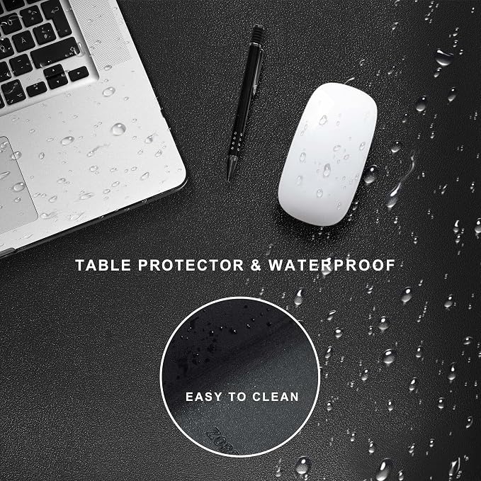 ZORESYN Large Desk Pad 74.8x19.7inch, Waterproof PU Leather Mouse Pad Desk Mat, Desk Blotter Protector with Non Slip Base for Home Office (Black)