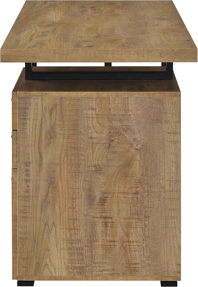 Coaster Home Furnishings - Brennan - Engineered Wood - 47-Inch 3-Drawer Computer Desk with File Cabinet and Open Metal Leg - Home Office - Mango and Black - 800787