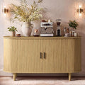 VASAGLE Storage Cabinet, Sideboard with Adjustable Shelves | Mid-Century Modern Buffet Cabinet, 55.1 x 15.7 x 29.5 Inch, for Living Room, Walnut, MIRIANA Collection ULSC631KX01