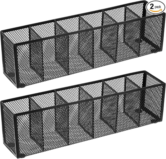 2 Pcs Mesh Desk Organizer Metal Mesh Pen Holder Desktop Stationery Pencil Caddy Organizer Basket