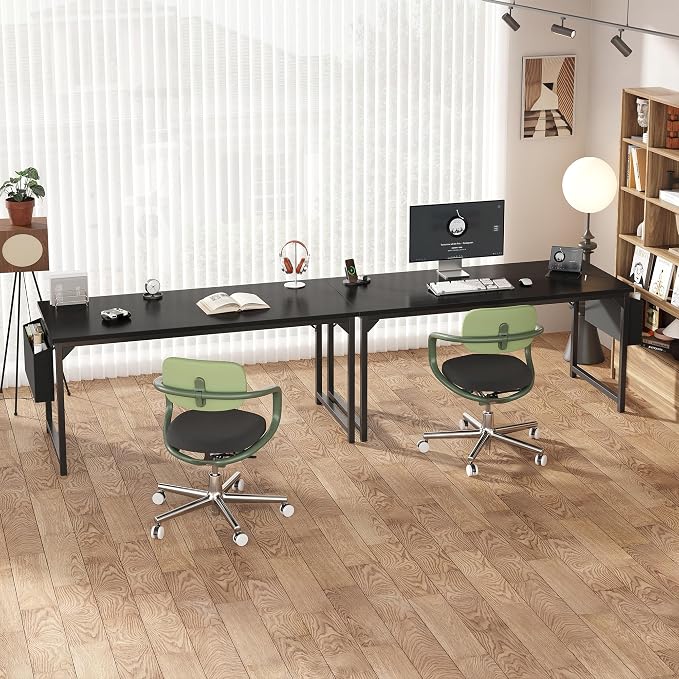 OLIXIS Computer Desk, 63 Inch Gaming Desks for Home Office Small Spaces | Writing Study Craft Work Table, Computer Workstation for Bedroom with Storage Bag, All White